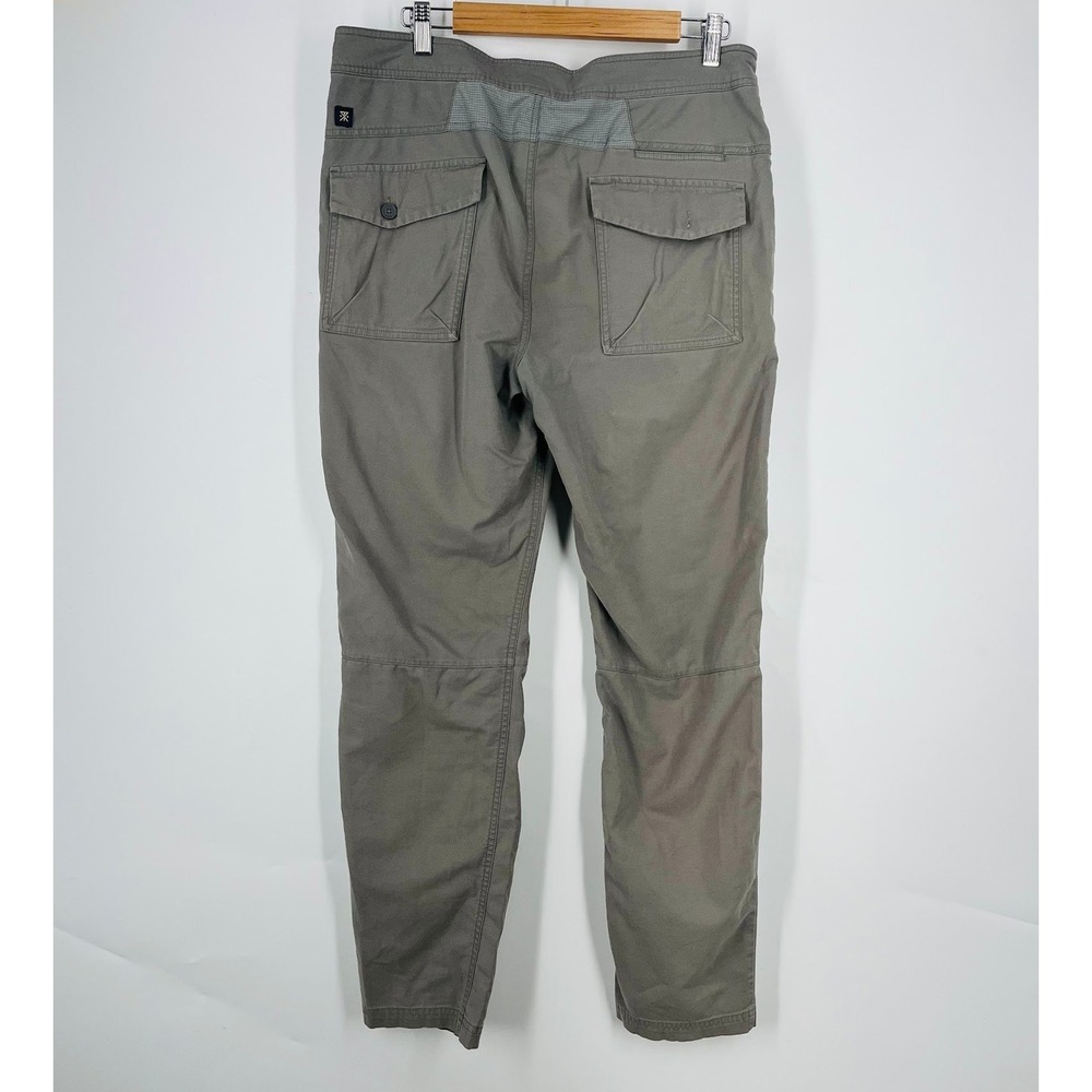 Roark Revival Mens Layover Travel Pants Grey Olive Drawstring Zip Pockets 32 - Picture 2 of 16